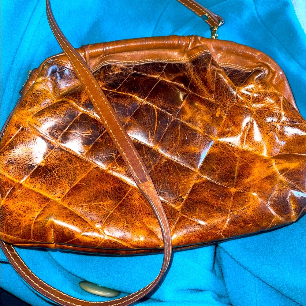 Beautiful Brown Genuine Leather FURLA Satchel / tote Removable crossbody strap